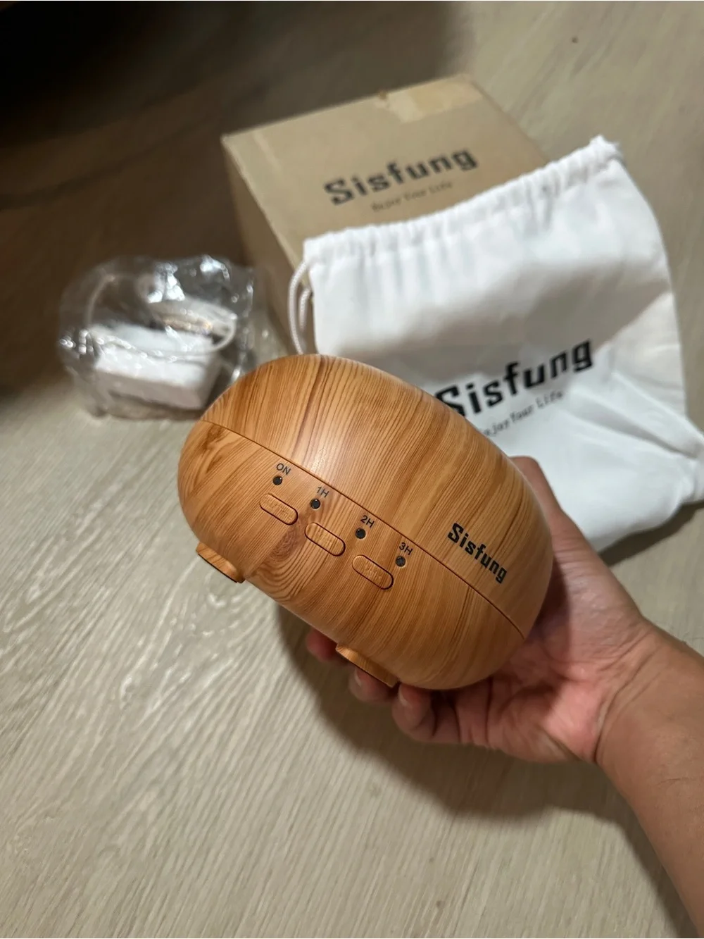 Wood-Grain Aroma Diffuser in Light Brown